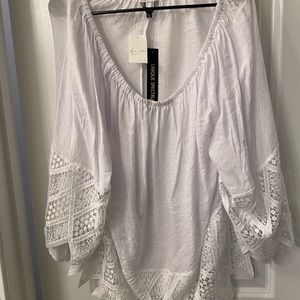 Unique Spectrum lace off the shoulder shirt